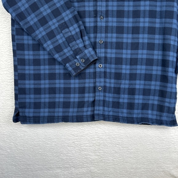 LL Bean Fleece Lined Flannel Shirt Jacket Blue Plaid Men's XL Tall - Picture 3 of 13